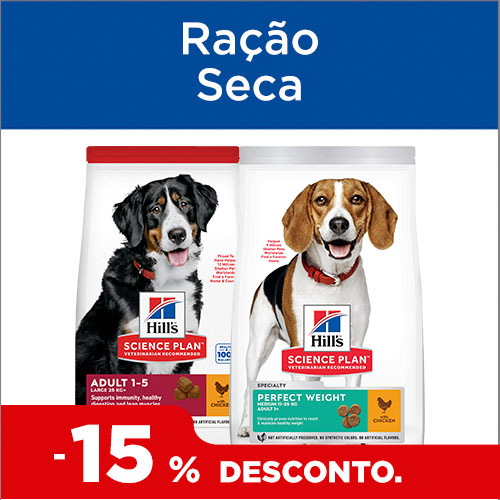 15% de desconto em ração para cães.
