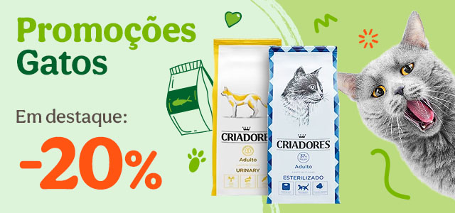Criadores gato Top Vendas e Diets: 20% de desconto em Criadores para gato, incluindo Top Vendas e Diets. Aproveite já!