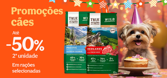 Promoções cães: Até -50% na 2ª un em rações True Origins para cães