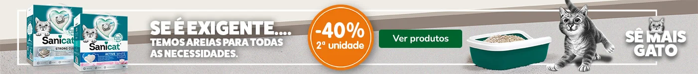 40% de desconto na 2.ª unidade de areia para gato da Sanicat.