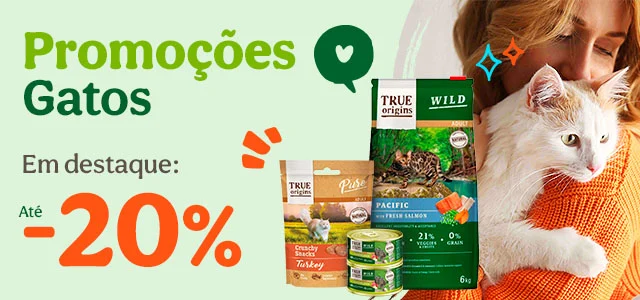 True Origins: Até 20% de desconto em ração, +30% de desconto em packs de húmidos e 60% de desconto na 2ª unidade de snacks para o seu patudo.