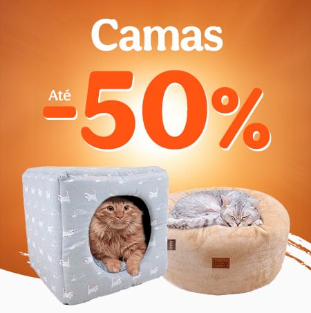 Até 50% de desconto em camas para gato.