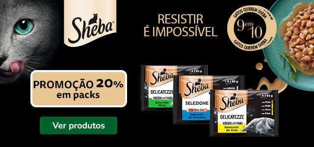 Sheba: 20% de desconto em packs de alimento húmido para gato.