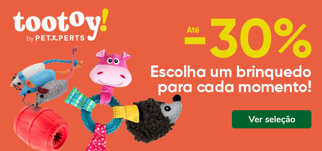 Até 30% de desconto em brinquedos para o seu patudo.