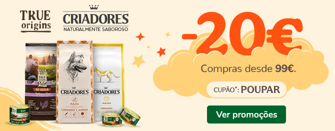 Promoção Criadores + Tiendanimal: Descontos especiais em ração para cães e gatos. Aproveite esta oferta para proporcionar uma alimentação de qualidade ao seu pet!