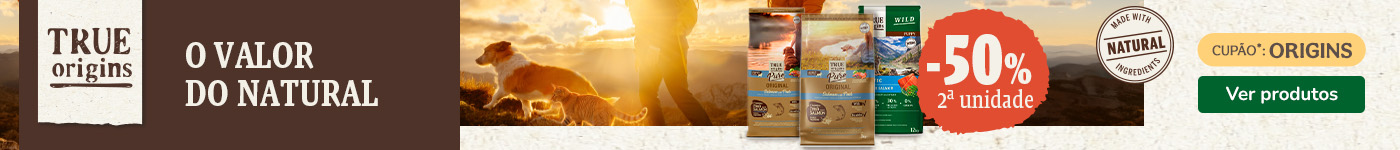 True Origins Pure e Wild: Até 50% de desconto na 2.ª unidade de ração para cães.