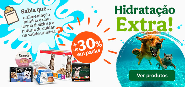 Comida húmida: +30% de desconto em packs de comida húmida selecionadas.