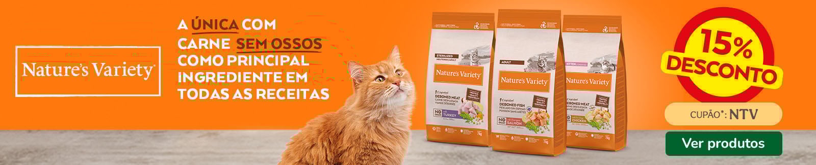 Nature's Variety: 15% de desconto em ração para gato.