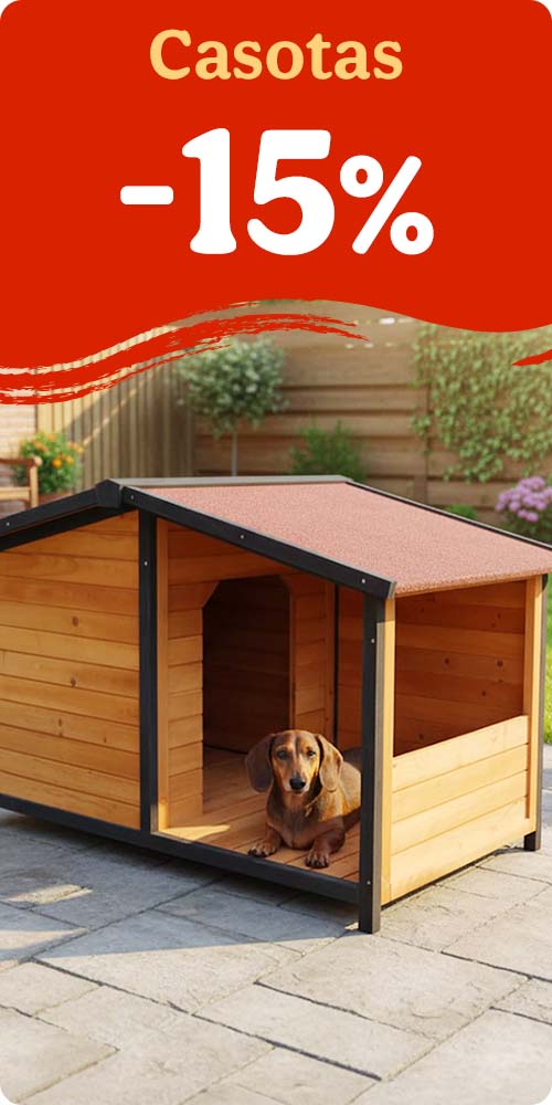 15% de desconto em casetas para o seu peludo.