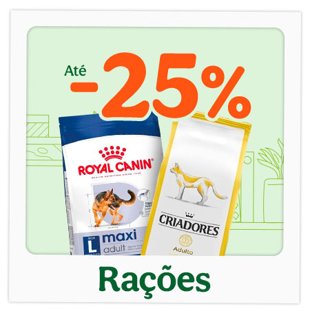 Até 25% de desconto em ração para o seu patudo.