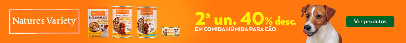40% de desconto na 2.ª unidade de alimentação húmida para cão.