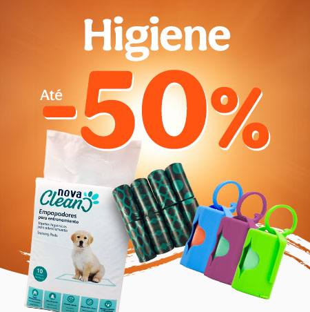 Até 50% de desconto em higiene para cão.