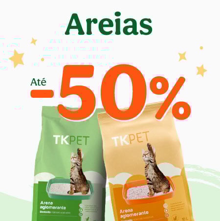 Até 50% de desconto na 2ª unidade de areia para gato na Tiendanimal. Aproveite esta oferta para garantir conforto e higiene para o seu felino a preços reduzidos!