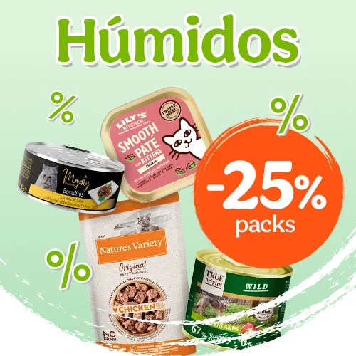 Até 25% em packs de alimento húmido para cão e gato.