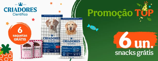 Criadores Científico: Ração para cães com oferta de snacks.