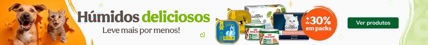 Mais de 30% de desconto em packs de húmidos.