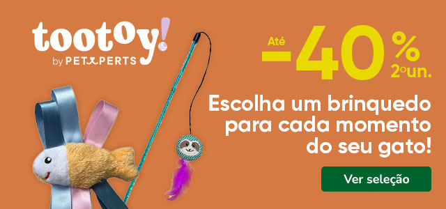 Tootoy: 40% de desconto na 2.ª unidade de brinquedos para gatos.