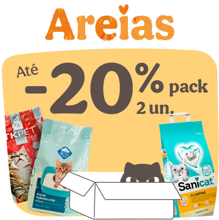 Miaumania: Até 20% de desconto em packs de 2 unidades de areia para gatos.