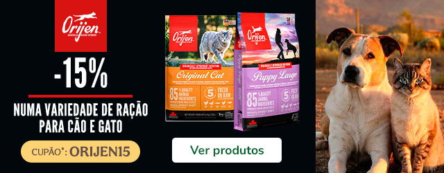 Até 15% de desconto em ração Orijen para cães e gatos na Tiendanimal. Aproveite esta oferta para oferecer uma alimentação premium e natural ao seu pet!
