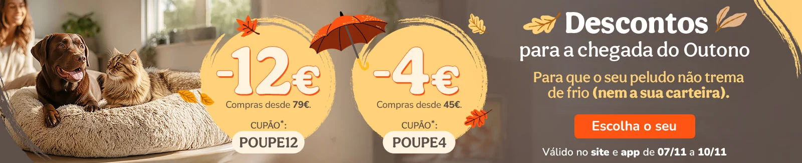 12€ de desconto em compras desde 79€ com o cupão POUPE12 ou 4€ de desconto em compras desde 45€ com o cupão POUPE4.