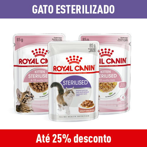 Até 25% de desconto em ração esterilizada para gatos.
