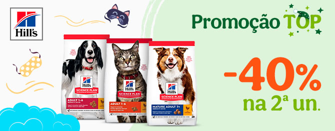 40% de desconto na 2ª unidade numa seleção de rações Hill's para cão e gato na Tiendanimal. Aproveite esta oportunidade para cuidar da alimentação do seu pet com qualidade.