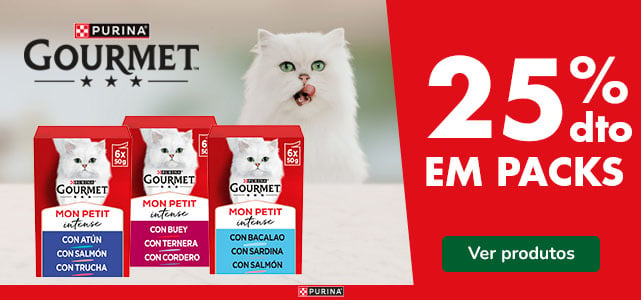 Gourmet: 25% de desconto em packs de alimentação húmida para gatos.