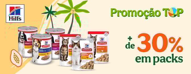 Poupe mais de 30% em grandes packs de comida húmida Hill’s para cães e gatos