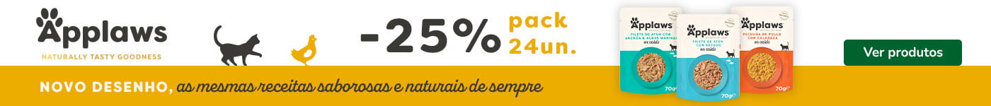 25% de desconto no pack de 24 unidades de comida húmida Applaws para gato.