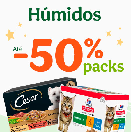 Até 50% de desconto em packs de comida húmida para cão e gato na Tiendanimal. Aproveite esta promoção para alimentar o seu pet com qualidade e sabor!