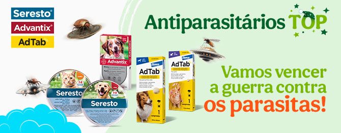 Adtab, Advantix e Seresto: Soluções antiparasitárias para cães na Tiendanimal. Proteja o seu amigo de quatro patas com os melhores produtos contra pulgas e carraças!