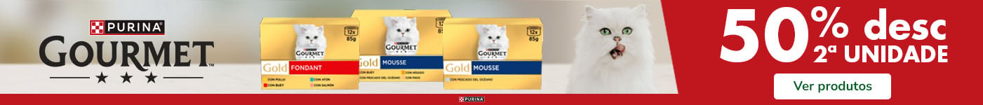Gourmet: Até 50% de desconto na 2.ª unidade de alimentação húmida para gato.