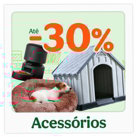 Até 30% de desconto numa seleção de acessórios para cão.