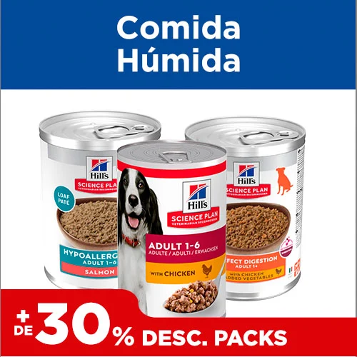 +30% de desconto em packs de comida húmida para cães.