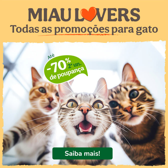 Promoção Miau Lovers: até 70% de desconto numa ampla seleção de produtos para gatos.