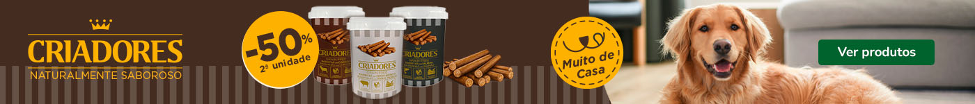 Criadores: 50% de desconto na 2ª unidade de snacks para o seu cão.