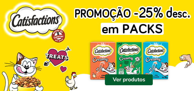 Catisfaction: 25% de desconto em packs de snacks para gatos.