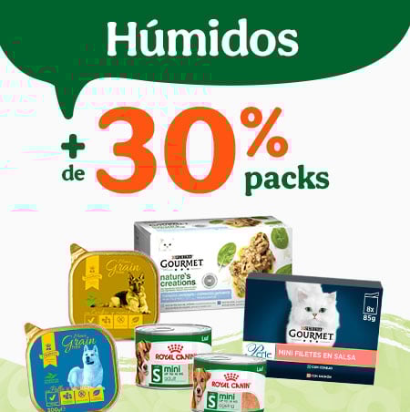 Mais de 30% de desconto em packs de húmidos.