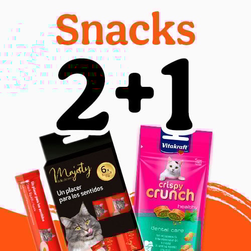 2+1 grátis em snacks para gato.