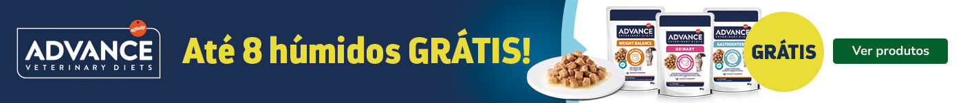 Comida húmida grátis na compra de ração Advance Diet para gato na Tiendanimal. Promoção ideal para apoiar as necessidades nutricionais específicas do seu felino.