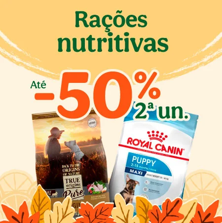 Até -50% na 2ª un. de ração Até -50% na 2ª un. de ração