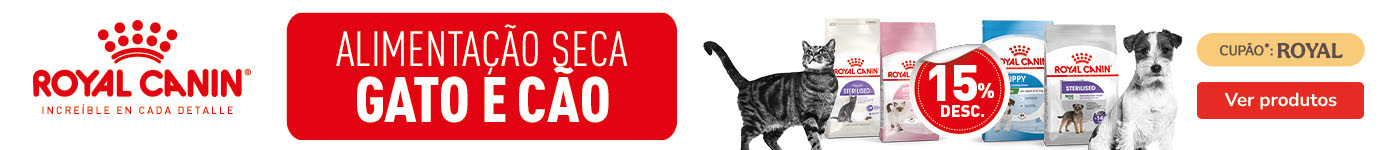 Royal Canin: Até 15% de desconto em ração para cão e gato.