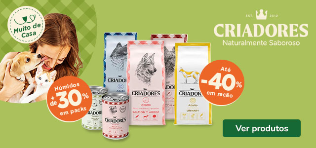 Criadores: Até 40% de desconto em ração e +30% de desconto em packs de alimento húmido para o seu patudo.
