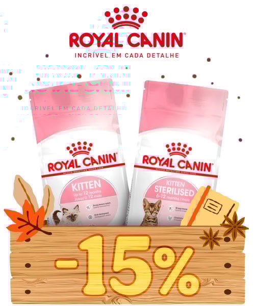 Royal Canin: Até 15% de desconto em ração para gato.