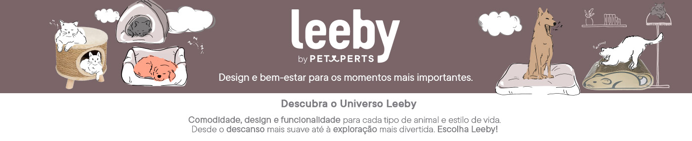 Descubra a Leeby. Conforto, design e funcionalidade para cada tipo de animal de estimação e estilo de vida.
