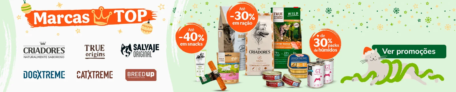 At&eacute; 30% de desconto em ra&ccedil;&atilde;o, +30% de desconto em h&uacute;midos e at&eacute; 40% de desconto em snacks.