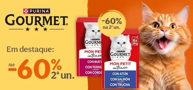 Gourmet Miaumania: Até 60% de desconto na 2ª unidade de alimentação para gato.