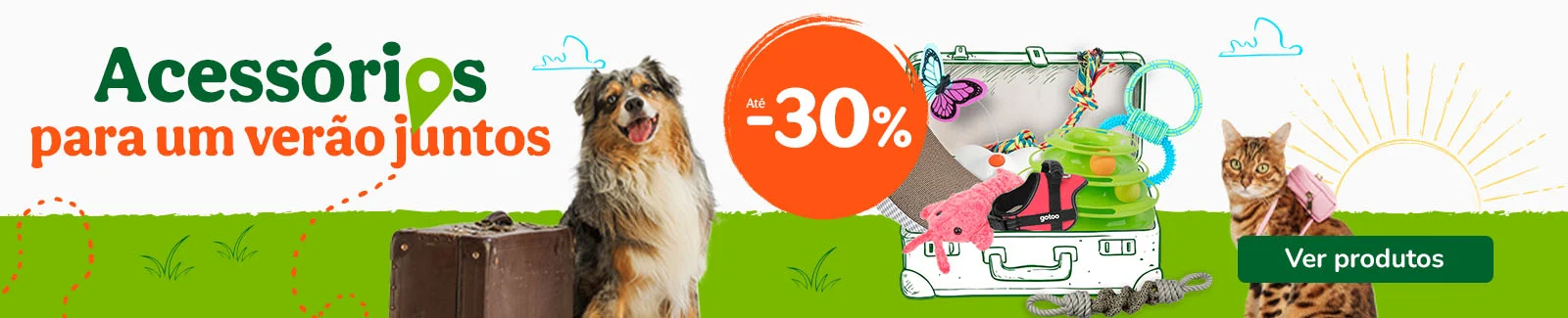 At&eacute; 30% de desconto em acess&oacute;rios para o seu patudo.