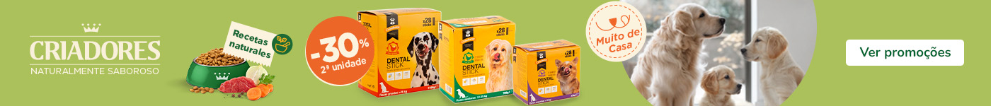 2.ª unidade com 30% de desconto em snacks dentários Criadores para cães