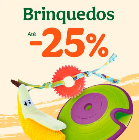 Brinquedos: Até 25% de desconto em brinquedos para cães e gatos.